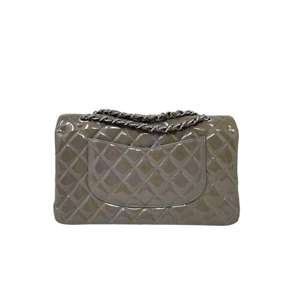 CHANEL Chanel Classic Patent Medium Double Flap Bag - Grey - Picture 11 of 16